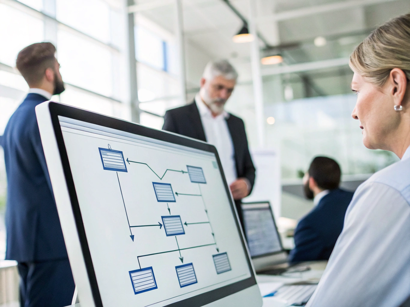 Process planning Team planning process on computer flowchart (ID#3)
