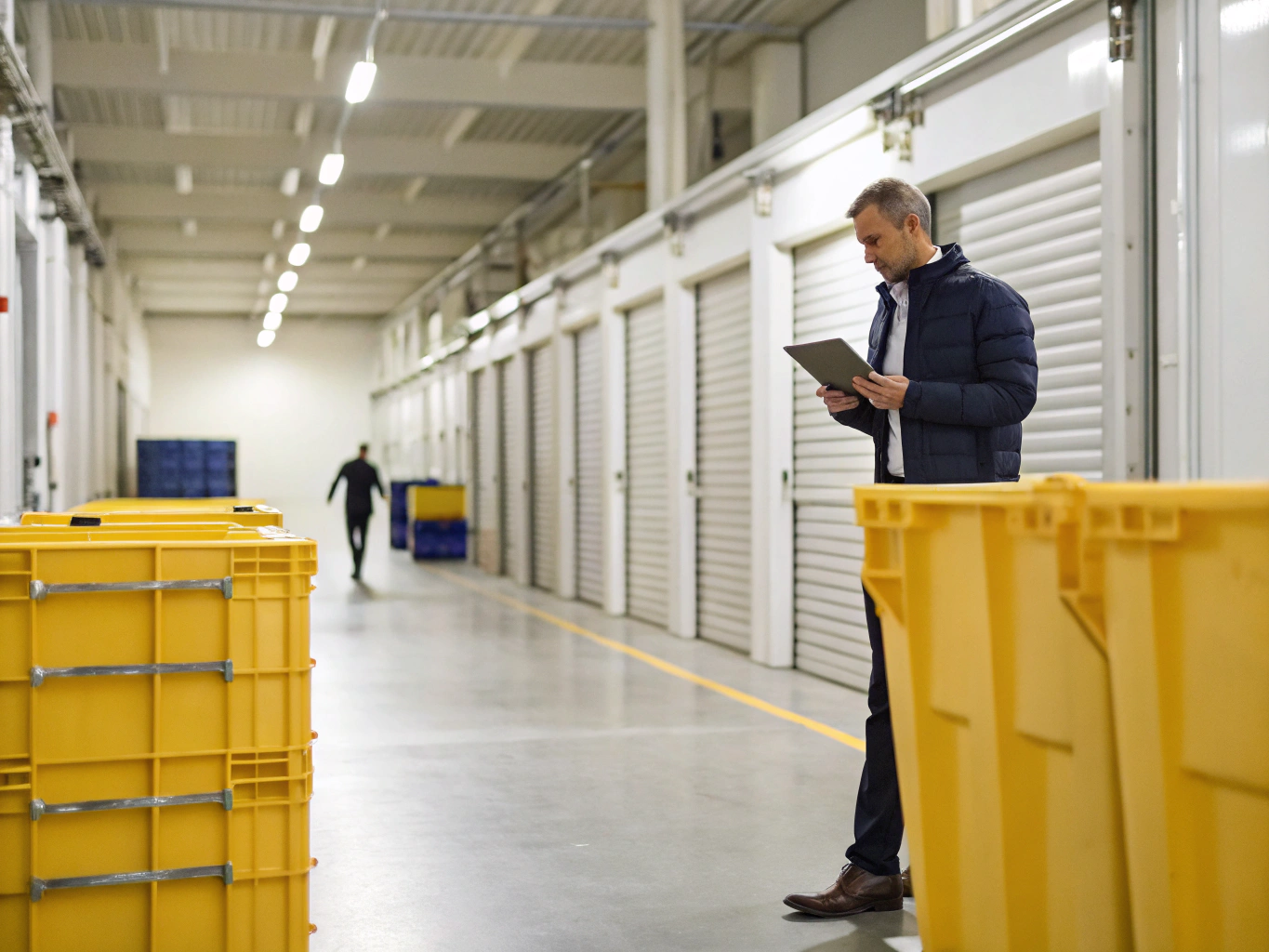 Warehouse audit Manager auditing storage facility inventory (ID#4)