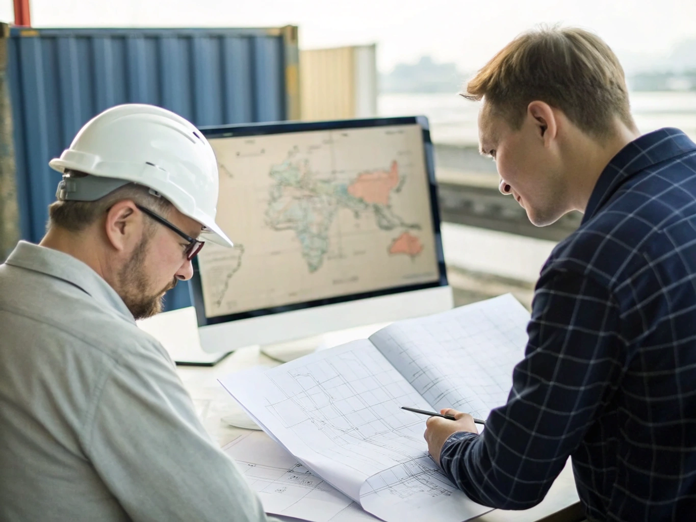 New importer learning LCL logistics Illustration of new importer reviewing an LCL shipment plan (ID#5)