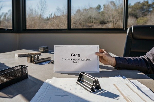 Purchasing manager reviewing metal stamping parts (ID#1)