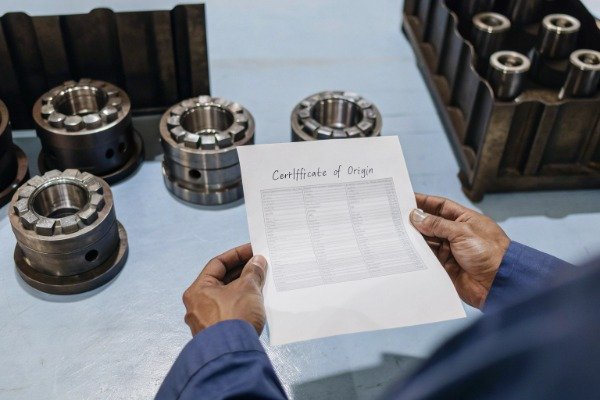 Inspector stamping part in factory (ID#4)