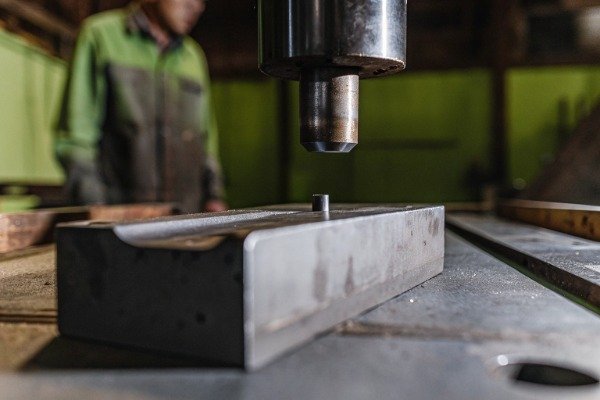 Close-up stamping die tool steel material focus (ID#4)