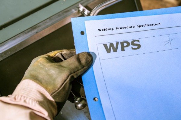 Welder holding WPS document with gloved hand (ID#4)
