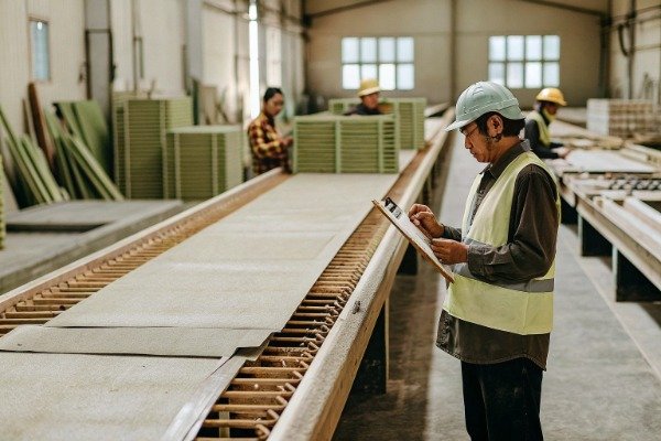 Manufacturing inspector checking parts on production line (ID#5)