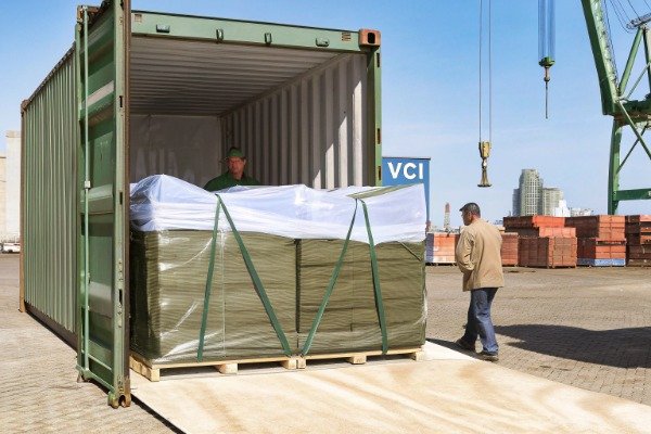 Packaging and loading metal sheets into shipping container (ID#5)