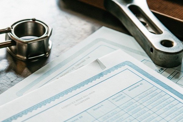 Close-up of customs bond certificate documents (ID#5)