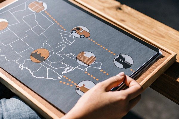 Person pointing at illustrated map in book (ID#5)