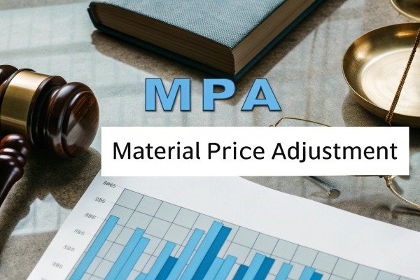 Material Price Adjustment concept with gavel and charts (ID#3)