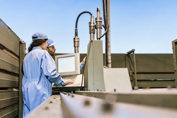 Technicians operating industrial machinery outdoors (ID#5)