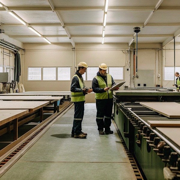 Workers inspecting manufacturing process in factory (ID#1)