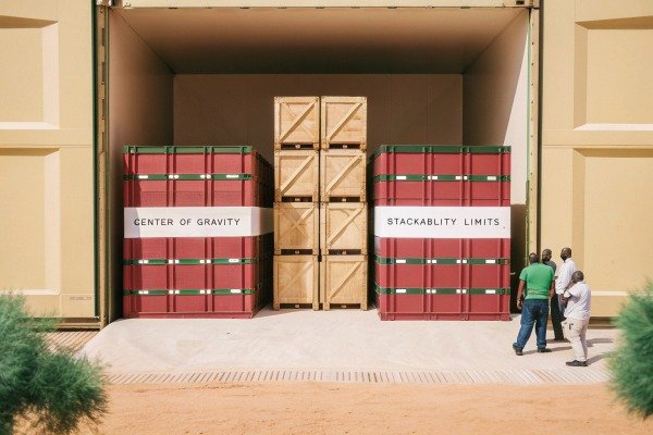 Stacked crates with center of gravity labels (ID#2)