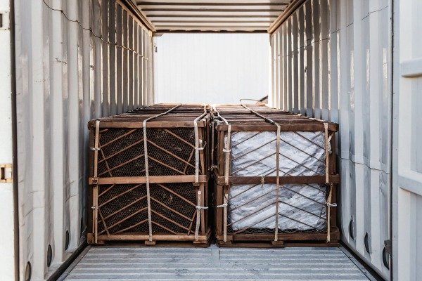 Cargo secured inside shipping container (ID#5)