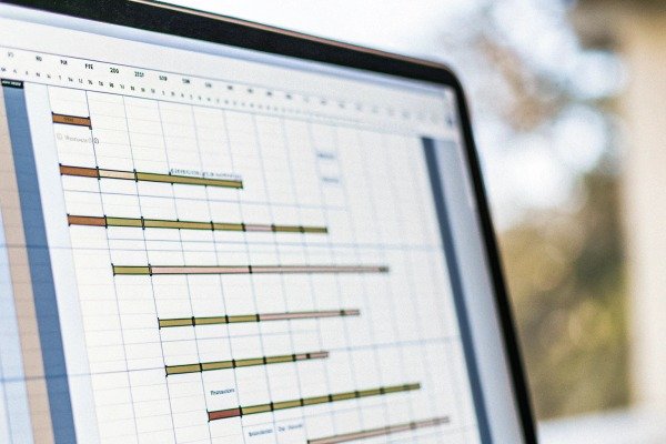 Project timeline displayed on computer screen (ID#2)