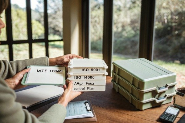 Auditor reviewing IATF 16949 and ISO certificates (ID#2)