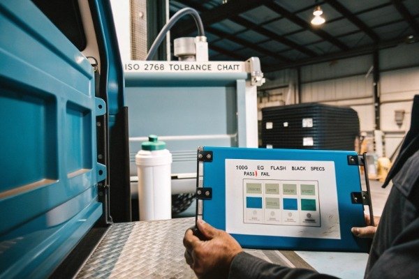 Inspector checking tolerances and quality standards (ID#4)