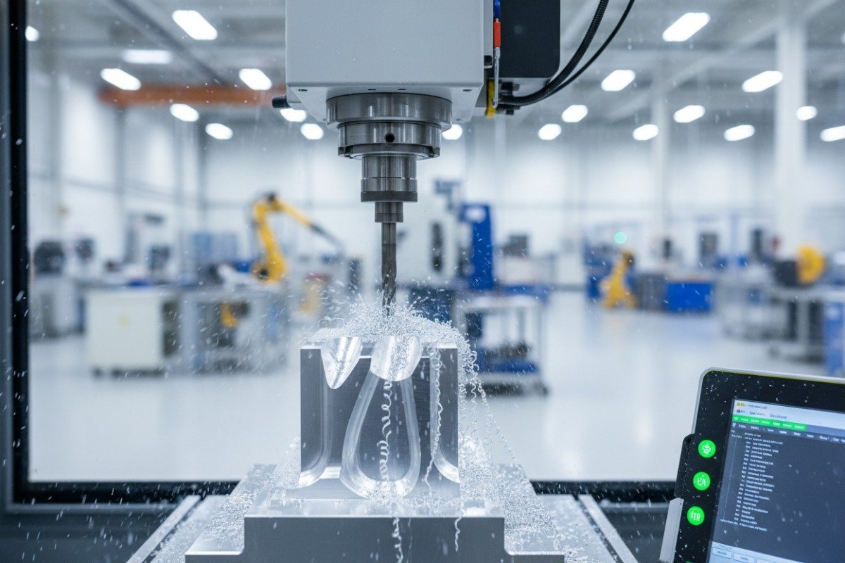 Computer-controlled rotating cutting tools producing complex parts with tight tolerances for industry needs (ID#1)