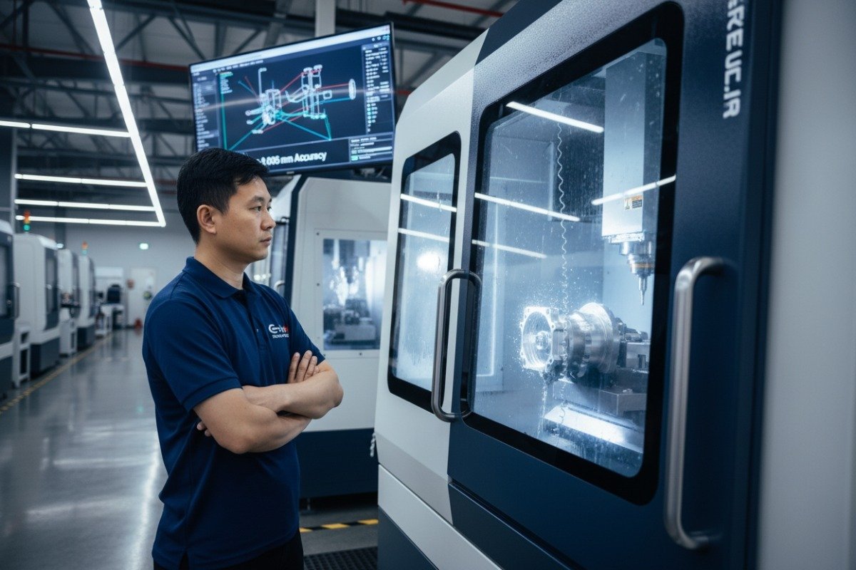 High-precision CNC machine achieving tight tolerances through advanced CAD/CAM programming and multi-axis capability (ID#1)