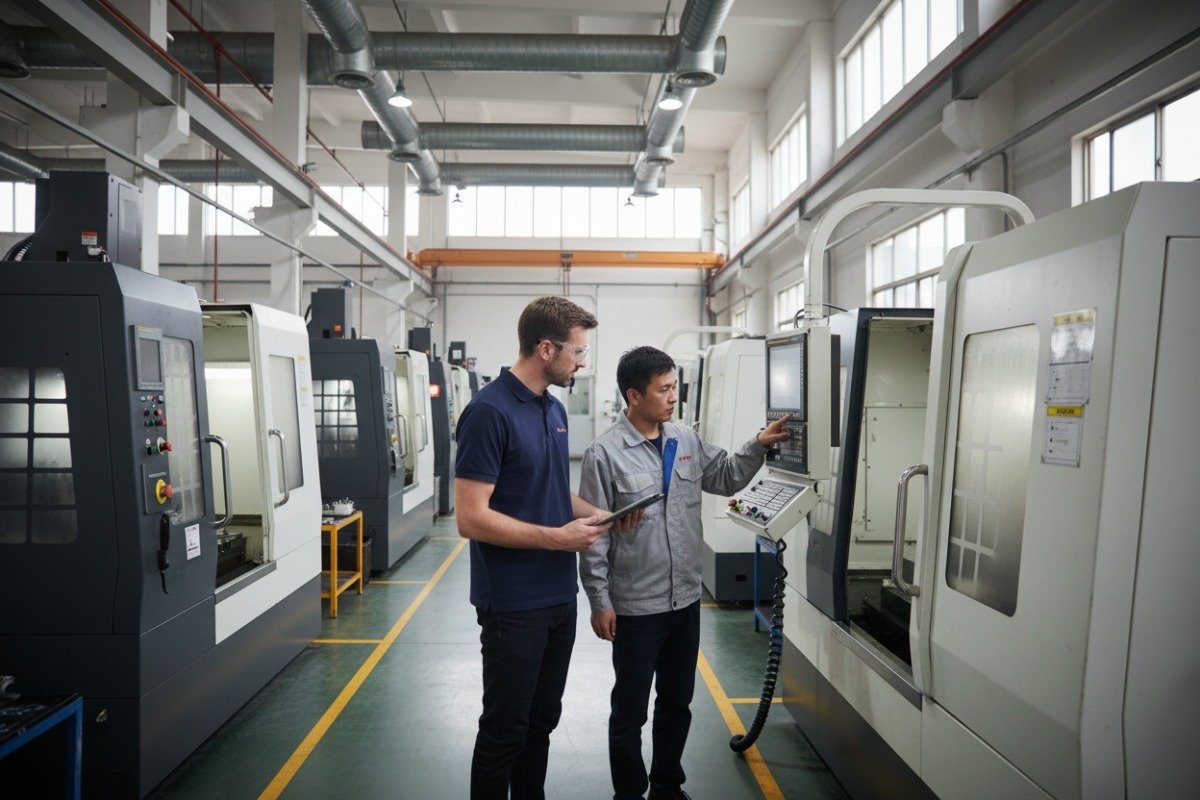 Auditor conducting an on-site factory audit to vet a reliable Chinese manufacturer (ID#2)