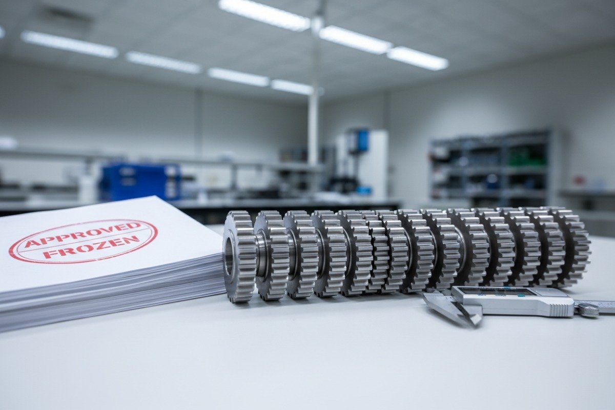 High precision gears on inspection table for mature build to print manufacturing projects (ID#2)