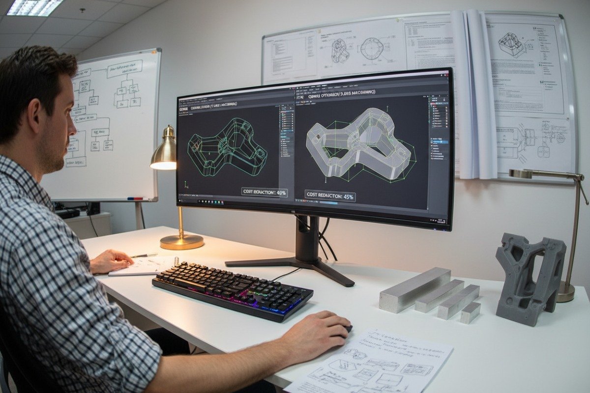Design engineer optimizing CNC costs through DFM principles and simplified part geometries (ID#4)