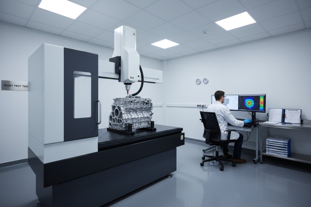 Dimensional inspection using a CMM to verify the precision and quality of milled components (ID#4)