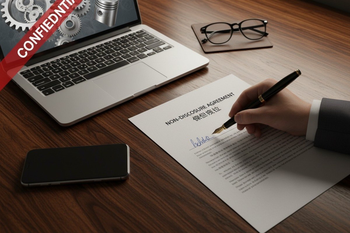 Protecting intellectual property by using watermarked technical drawings and non-disclosure agreements (ID#4)