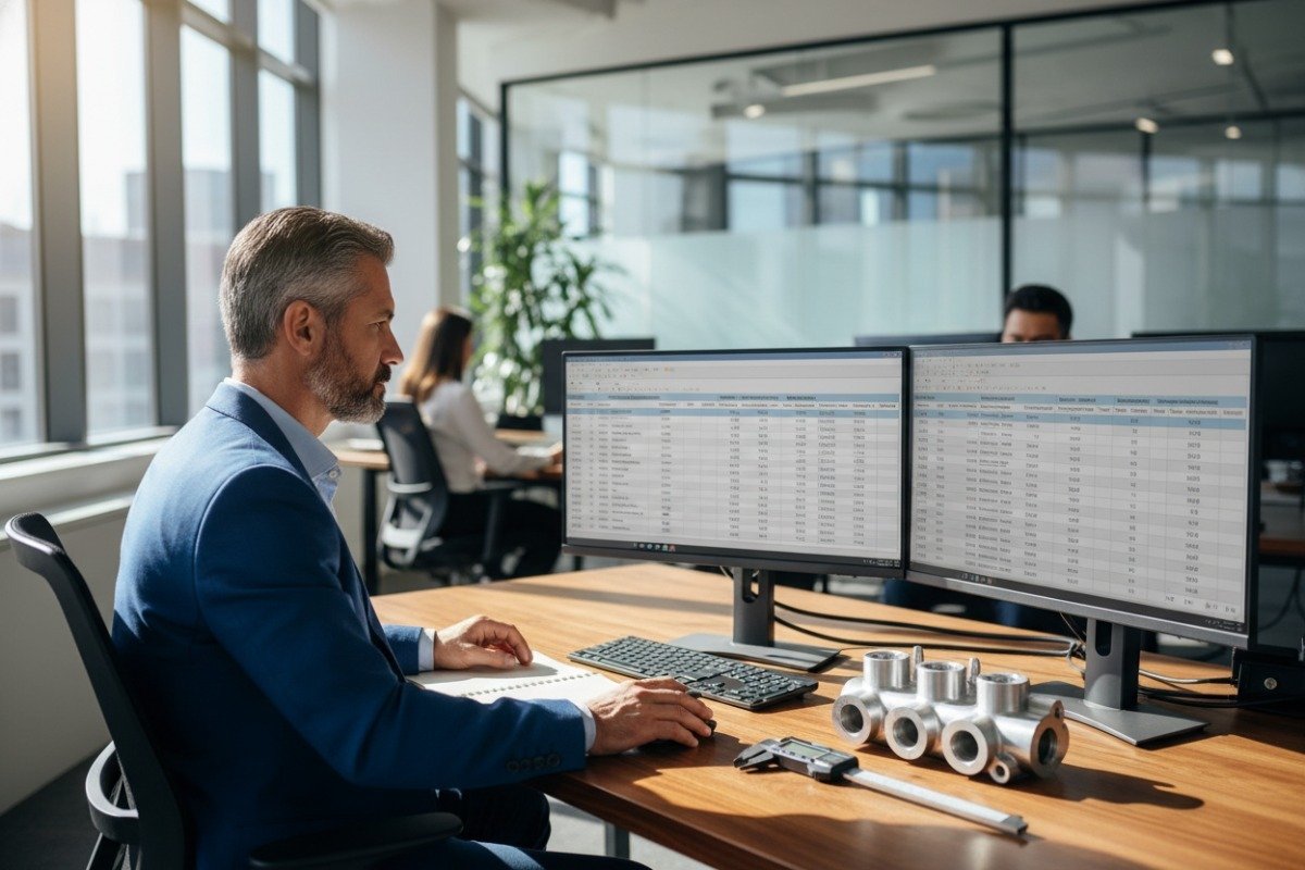 Professional purchasing manager researching affordable CNC machining services for business procurement (ID#1)