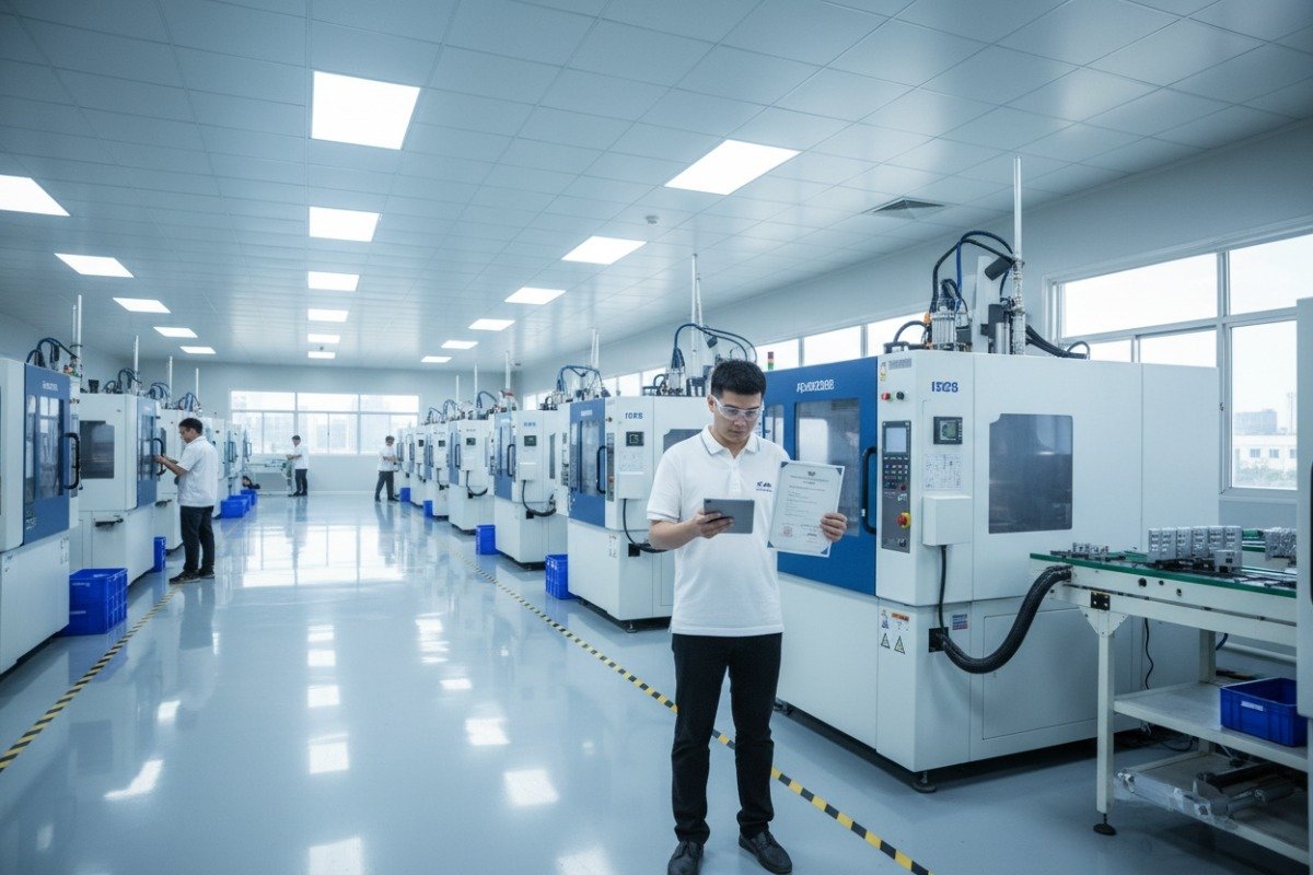 Finding Reliable Molding Suppliers Wide angle view of a reliable white industrial injection molding factory in China (ID#2)