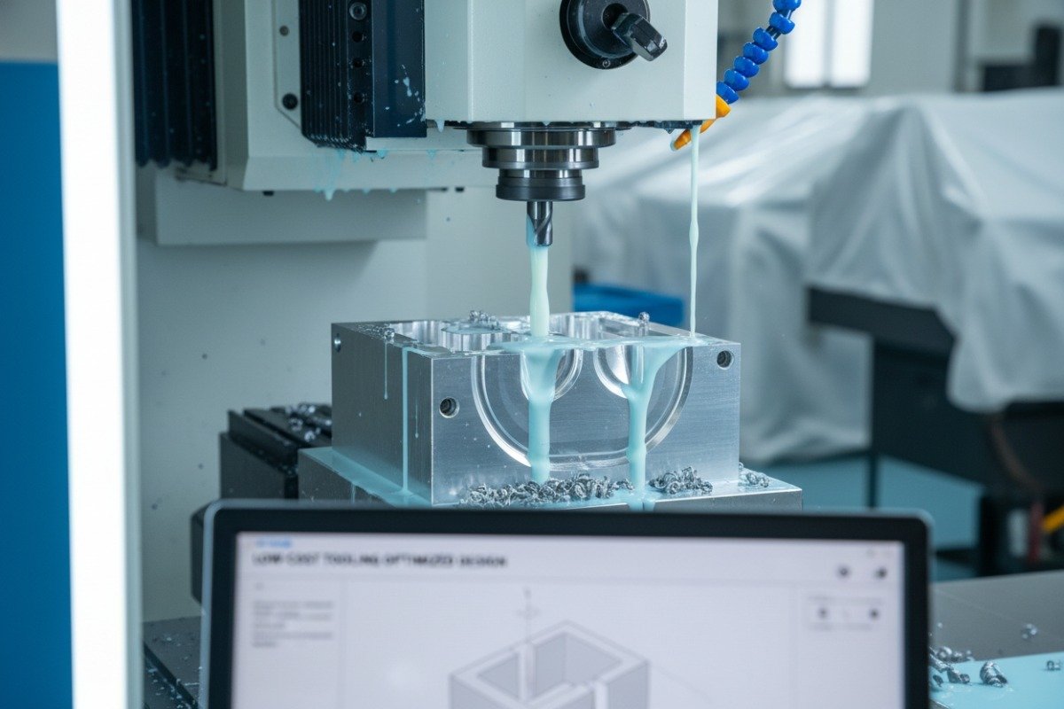 Precision aluminum mold showing simplified geometry to reduce tooling costs for small batches (ID#3)