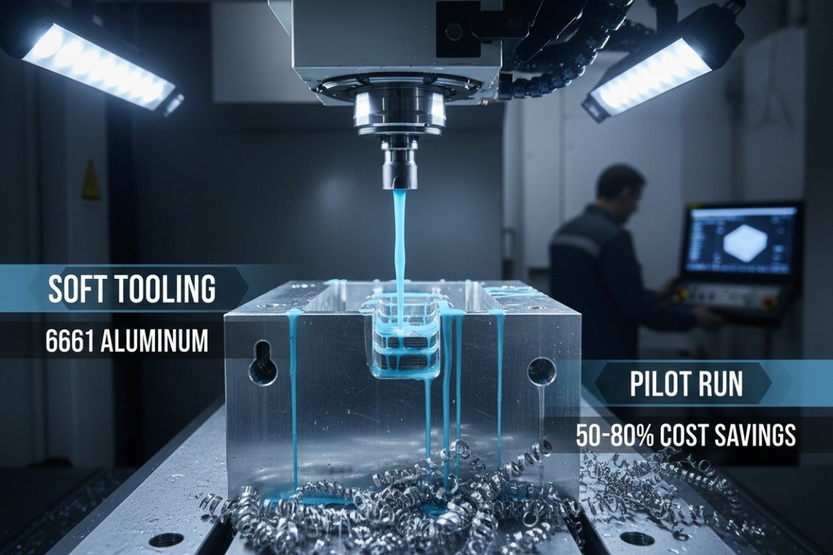 Photographie macro détaillée d'une gravure de moule en aluminium pour réduire les coûts d'outillage initiaux pour la production (ID#3)