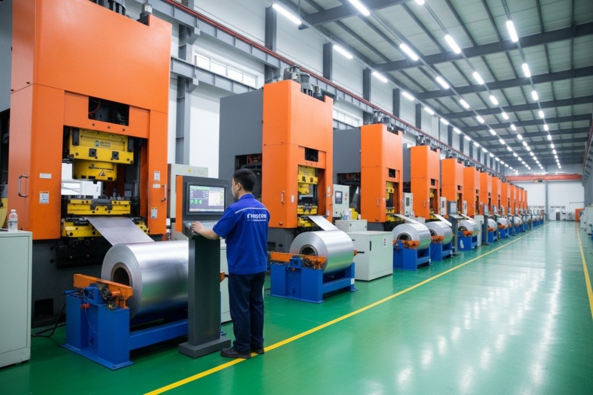 Modern industrial facility with high tonnage presses for complex metal stamping production requirements (ID#3)