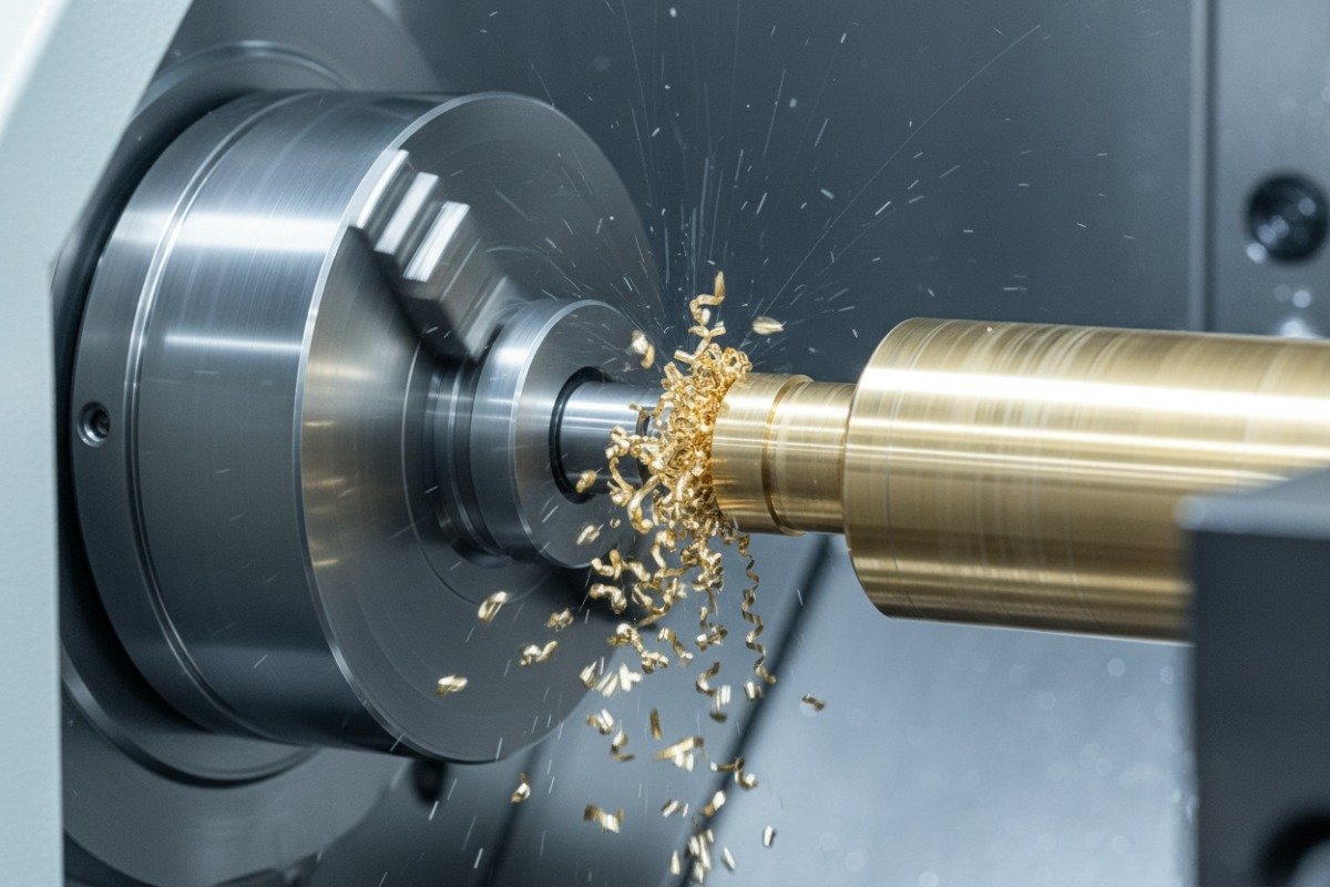 High-speed CNC machining of C360 free-cutting brass with efficient chip formation and surface finish (ID#4)