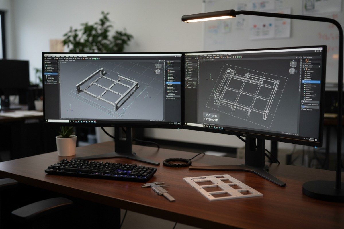 Engineering CAD design and physical metal prototype for optimizing sheet metal stamping costs (ID#4)