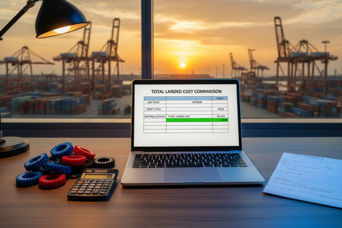 Professional analysis of total landed costs and savings for sourcing production from Vietnam (ID#4)