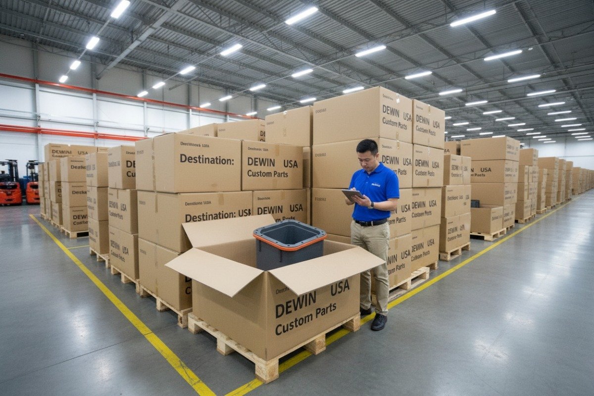 Clean organized warehouse for high volume production of two shot injection molded components (ID#5)