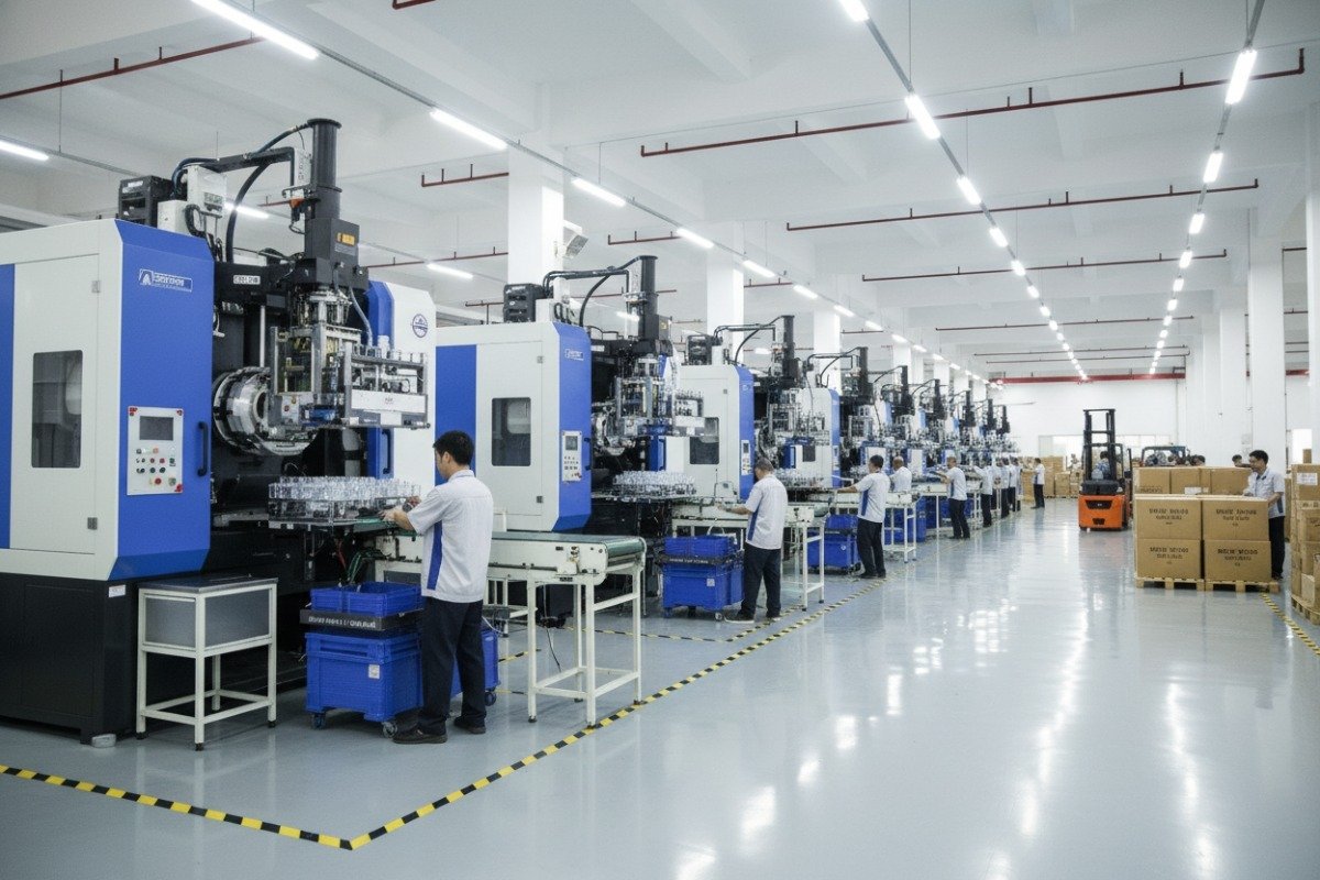 Scalable Production Capacity Massive state-of-the-art injection molding facility demonstrating production scalability for business growth (ID#5)