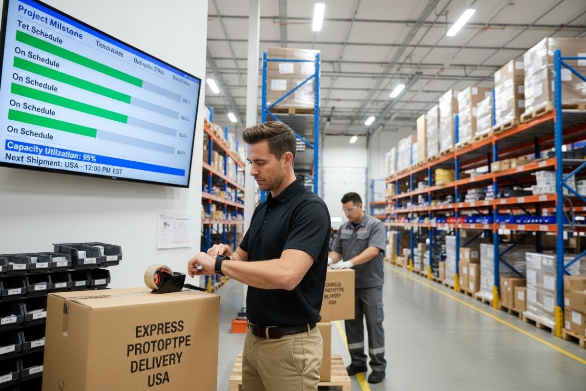 Área de logística y envío organizada que garantiza la entrega rápida de proyectos y el cumplimiento de plazos ajustados (ID#5)