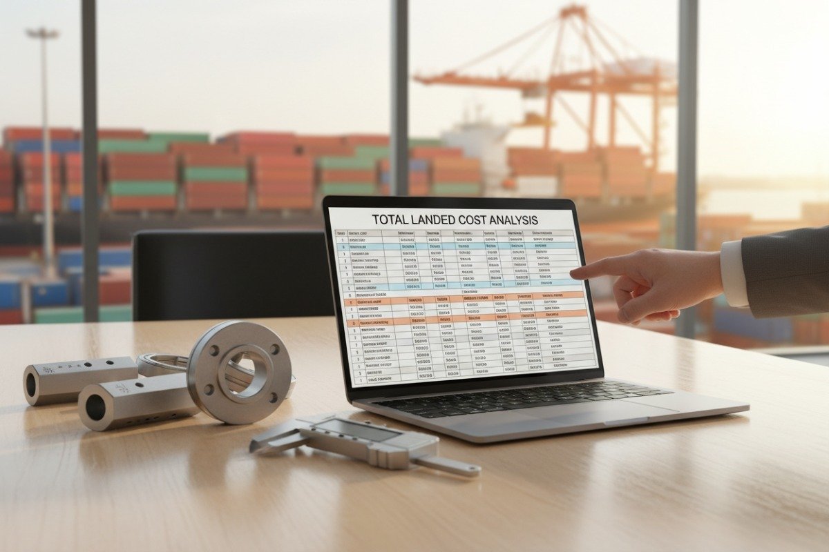 Comparing Total Sourcing Costs Professional business setting for comparing total landed cost and sourcing factors (ID#5)