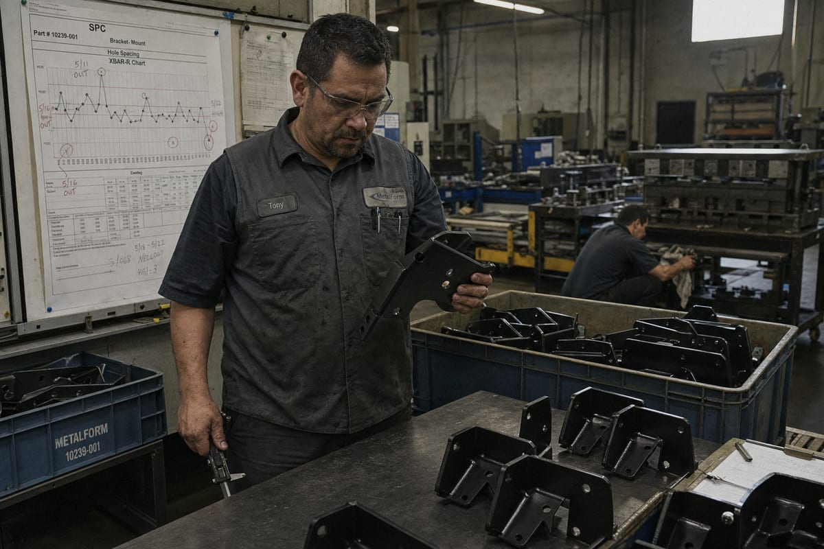 Quality control processes preventing non-conforming stamping parts with SPC and audits (ID#3)